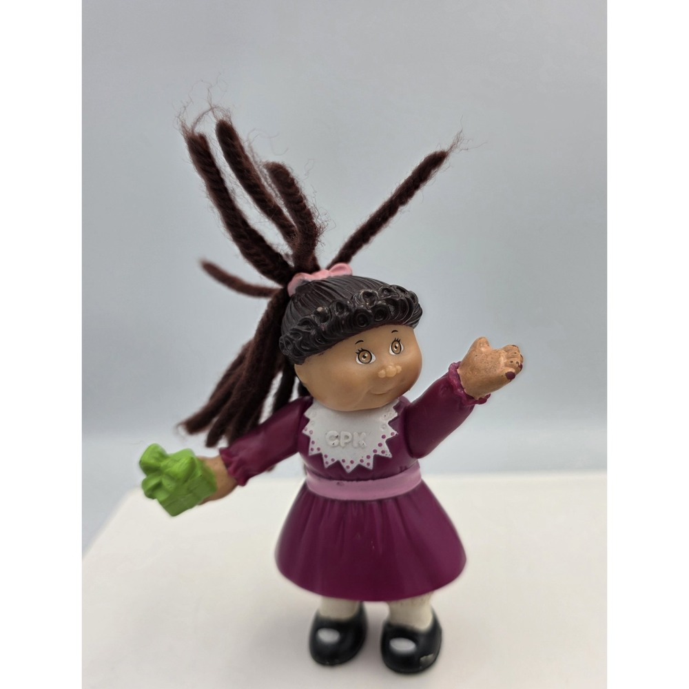 1992 McDonald's Cabbadge Patch Kids CPK Girl Doll Yarn Hair Purple Dress Vintage